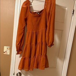 Orange Long-Sleeve Dress